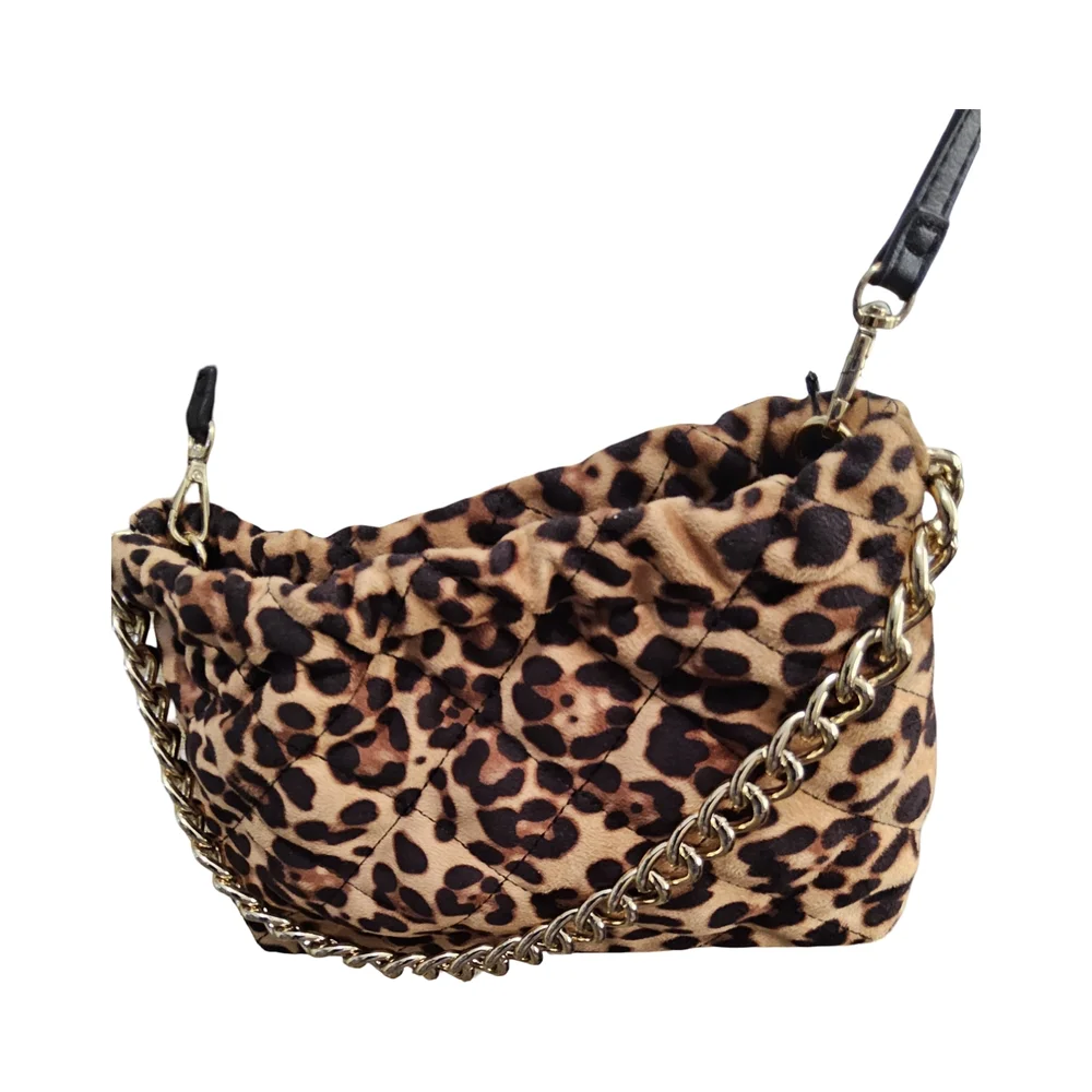 New INC International Concepts Brown and Black Crossbody Bag with Leopard Print